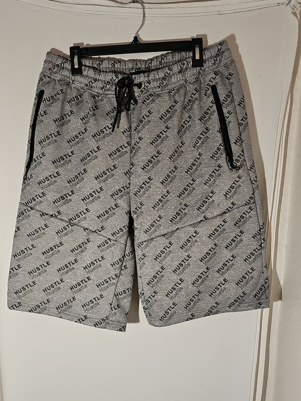 Hustler Hollywood Grey All-Over Logo Athletic Shorts